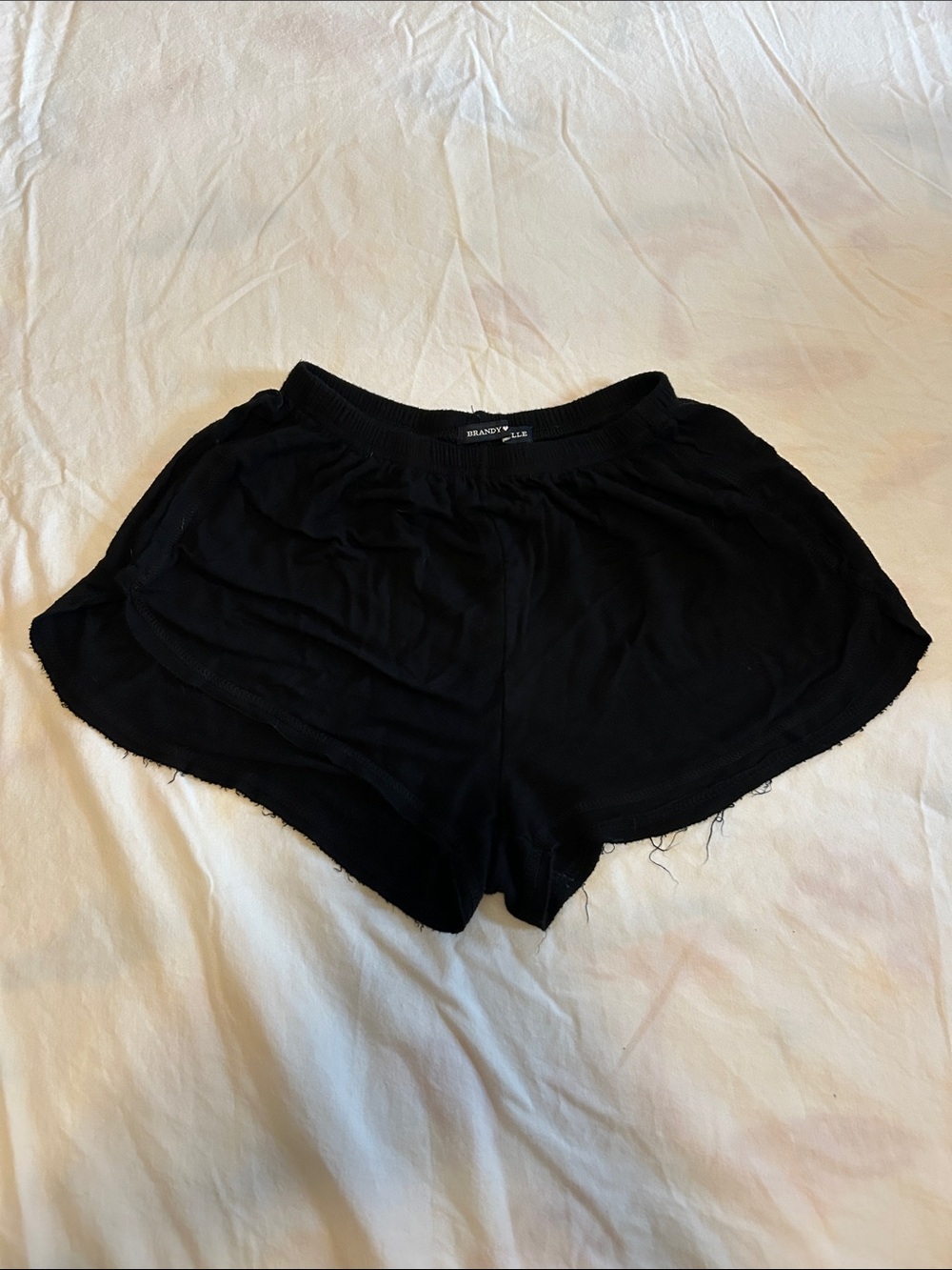 Black Women's Lounge Shorts - BrandyMelville Vintage 2016 With frayed hem